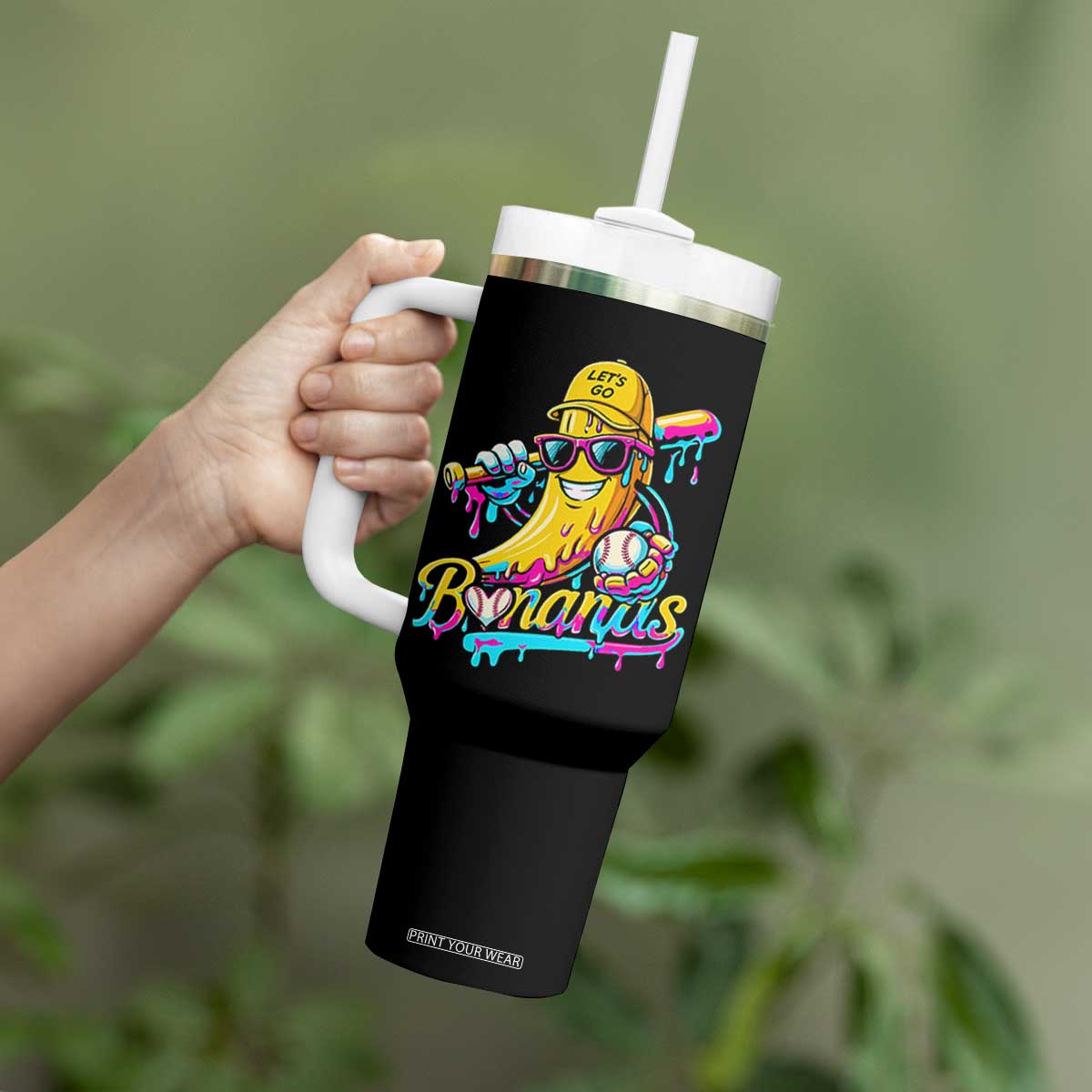 Funny Banana Baseball Drip Tumbler With Handle Lets Go Bananas Ice Cream Dripping Sport TS11 Print Your Wear