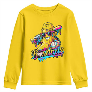 Funny Banana Baseball Drip Youth Sweatshirt Lets Go Bananas Ice Cream Dripping Sport TS11 Daisy Print Your Wear