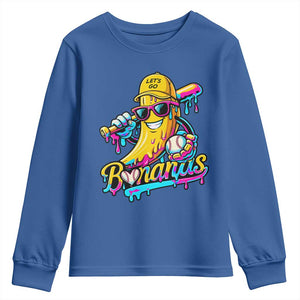 Funny Banana Baseball Drip Youth Sweatshirt Lets Go Bananas Ice Cream Dripping Sport TS11 Royal Blue Print Your Wear