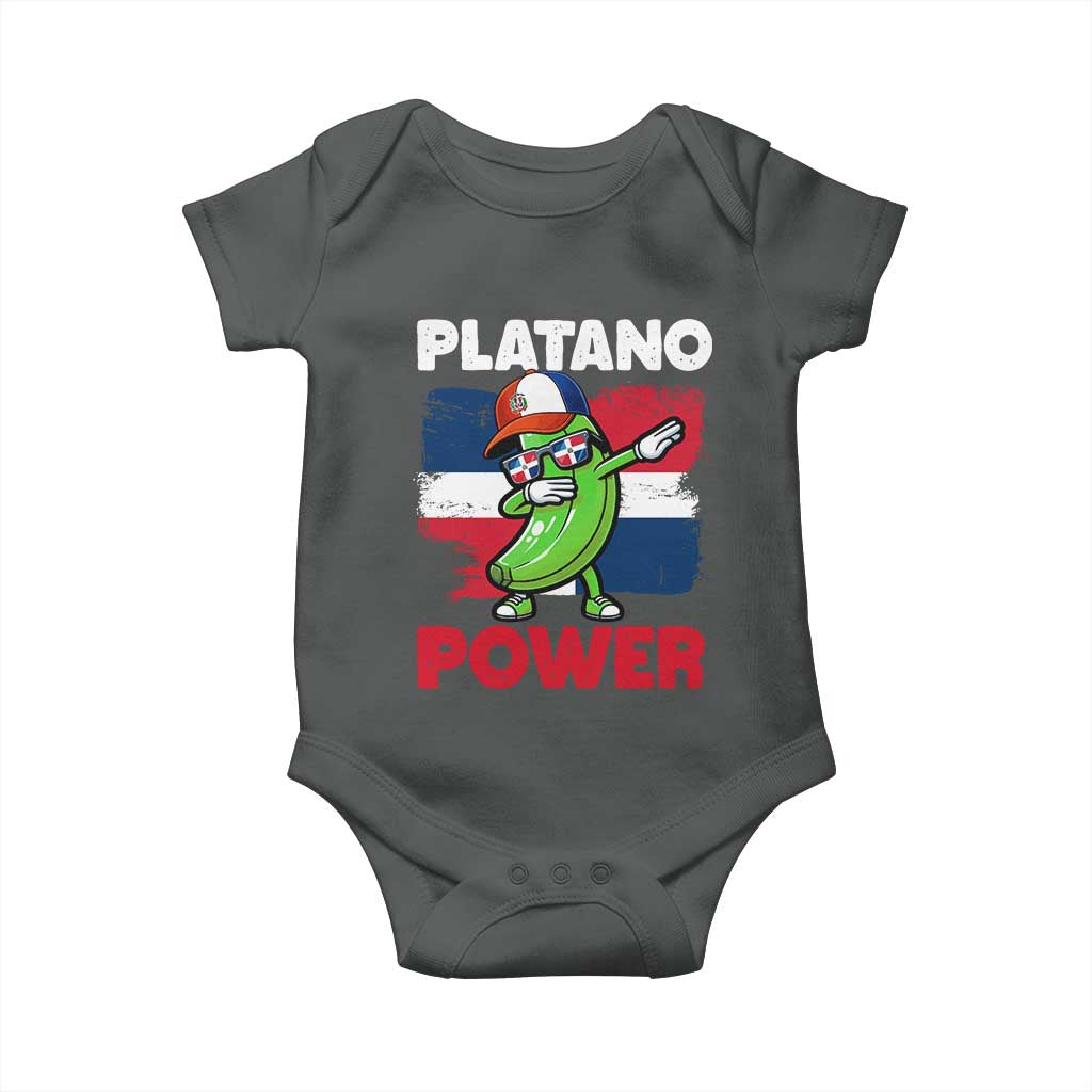 Platano Power Baby Onesie Funny Dominican Republic Flag Baseball TS11 Dark Heather Print Your Wear