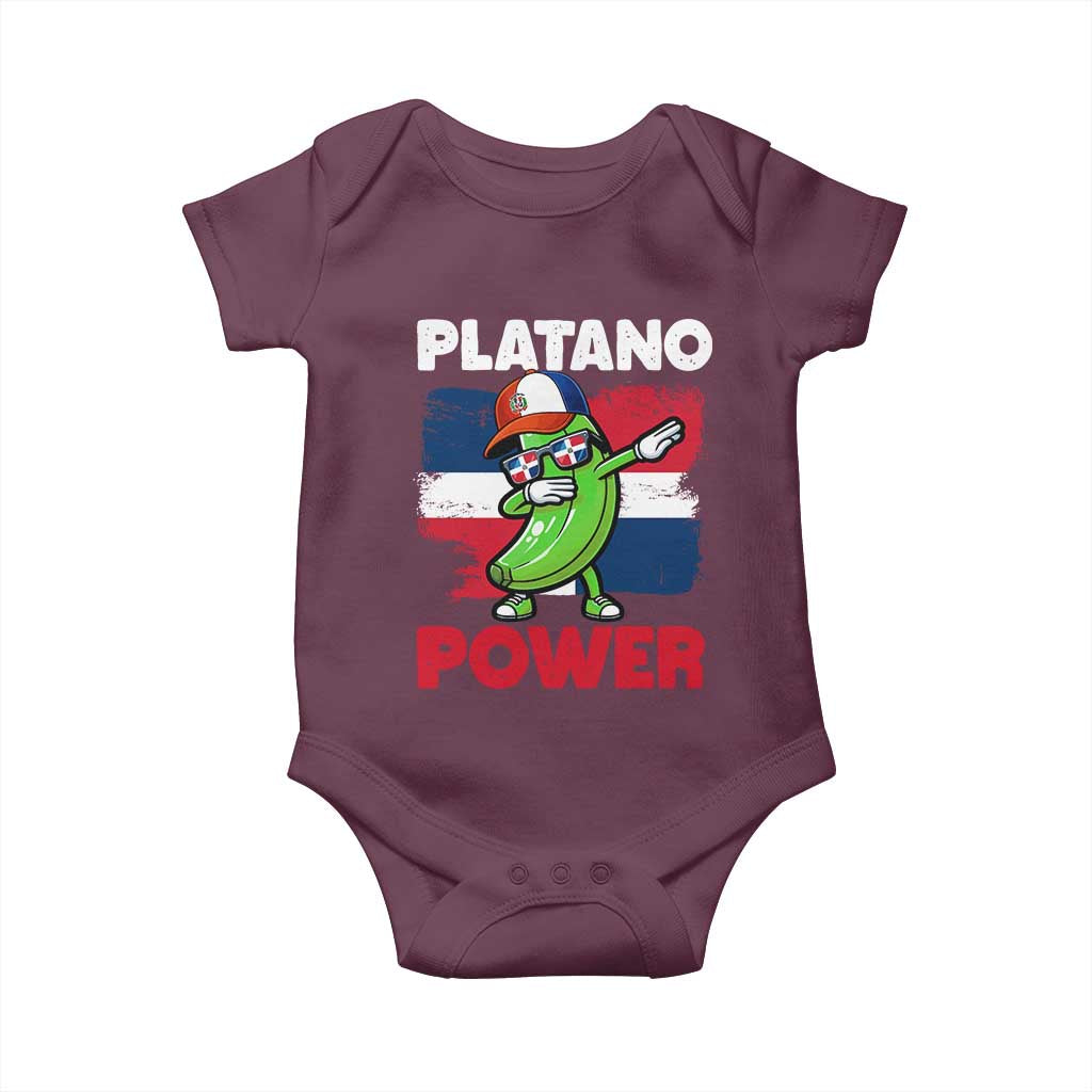 Platano Power Baby Onesie Funny Dominican Republic Flag Baseball TS11 Maroon Print Your Wear