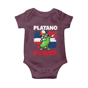 Platano Power Baby Onesie Funny Dominican Republic Flag Baseball TS11 Maroon Print Your Wear