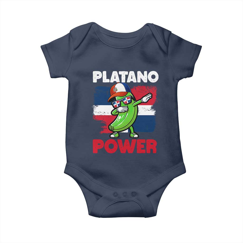 Platano Power Baby Onesie Funny Dominican Republic Flag Baseball TS11 Navy Print Your Wear