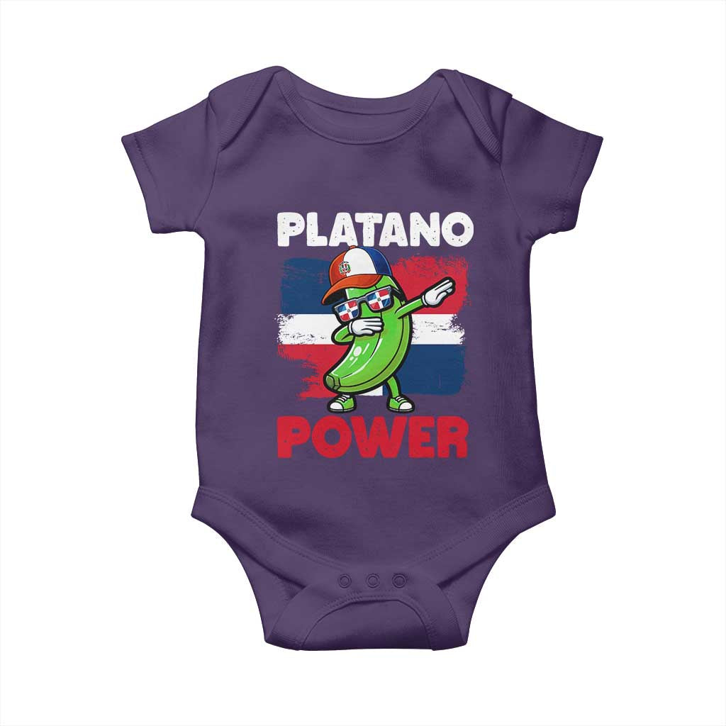 Platano Power Baby Onesie Funny Dominican Republic Flag Baseball TS11 Purple Print Your Wear