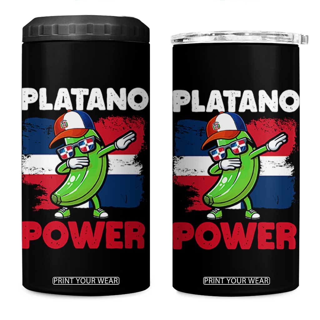 Platano Power 4 in 1 Can Cooler Tumbler Funny Dominican Republic Flag Baseball TS11 One Size: 16 oz Black Print Your Wear