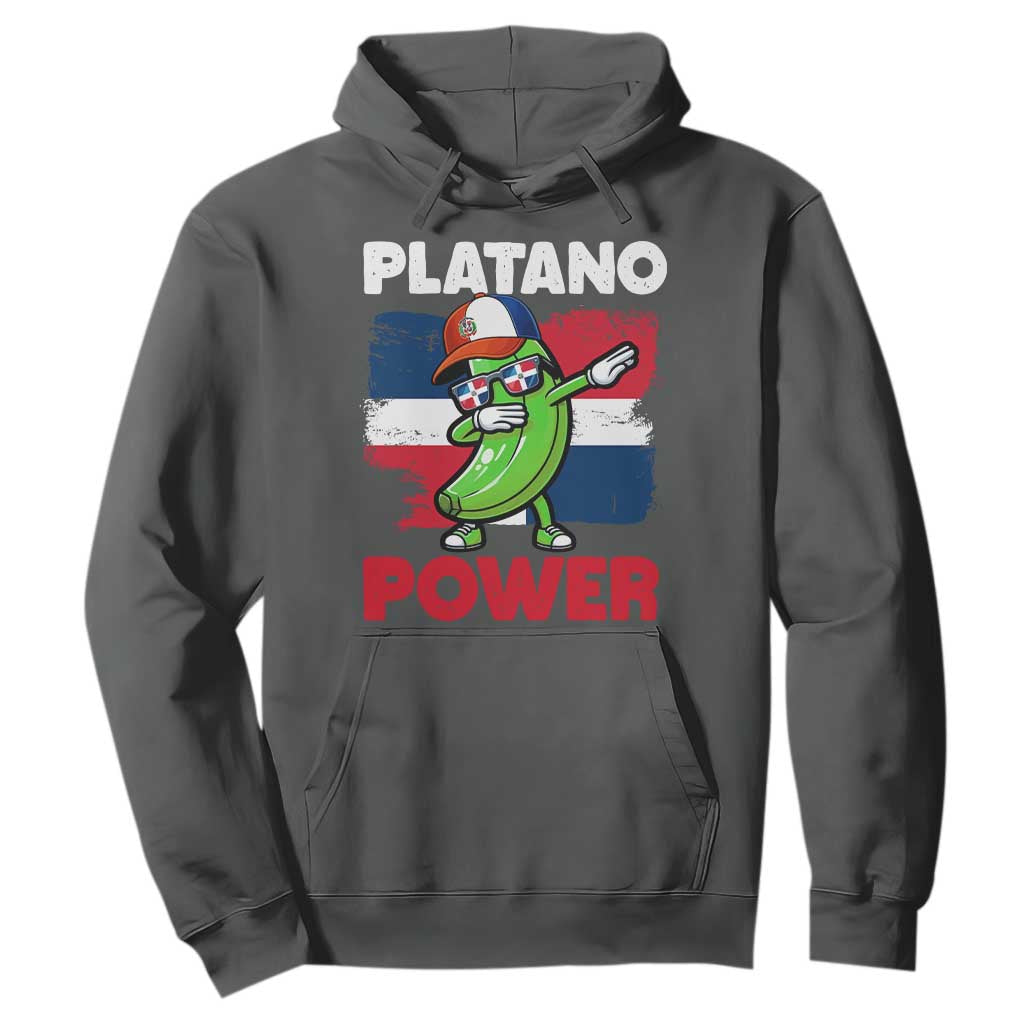Platano Power Hoodie Funny Dominican Republic Flag Baseball TS11 Dark Heather Print Your Wear