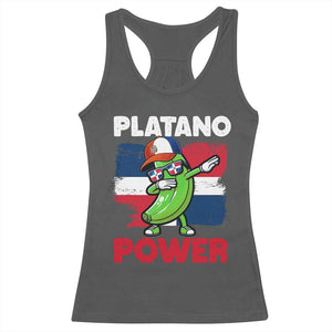Platano Power Racerback Tank Top Funny Dominican Republic Flag Baseball TS11 Dark Heather Print Your Wear