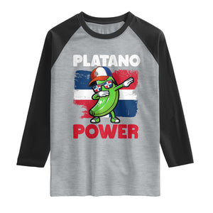 Platano Power Raglan Shirt Funny Dominican Republic Flag Baseball TS11 Heather Gray Black Print Your Wear