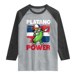 Platano Power Raglan Shirt Funny Dominican Republic Flag Baseball TS11 Heather Gray Heather Charcoal Print Your Wear