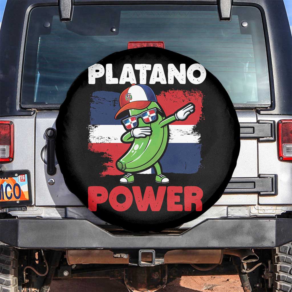 Platano Power Spare Tire Cover Funny Dominican Republic Flag Baseball TS11 No hole Black Print Your Wear
