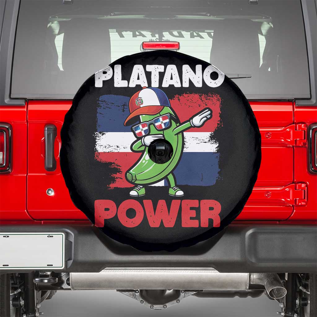 Platano Power Spare Tire Cover Funny Dominican Republic Flag Baseball TS11 Black Print Your Wear