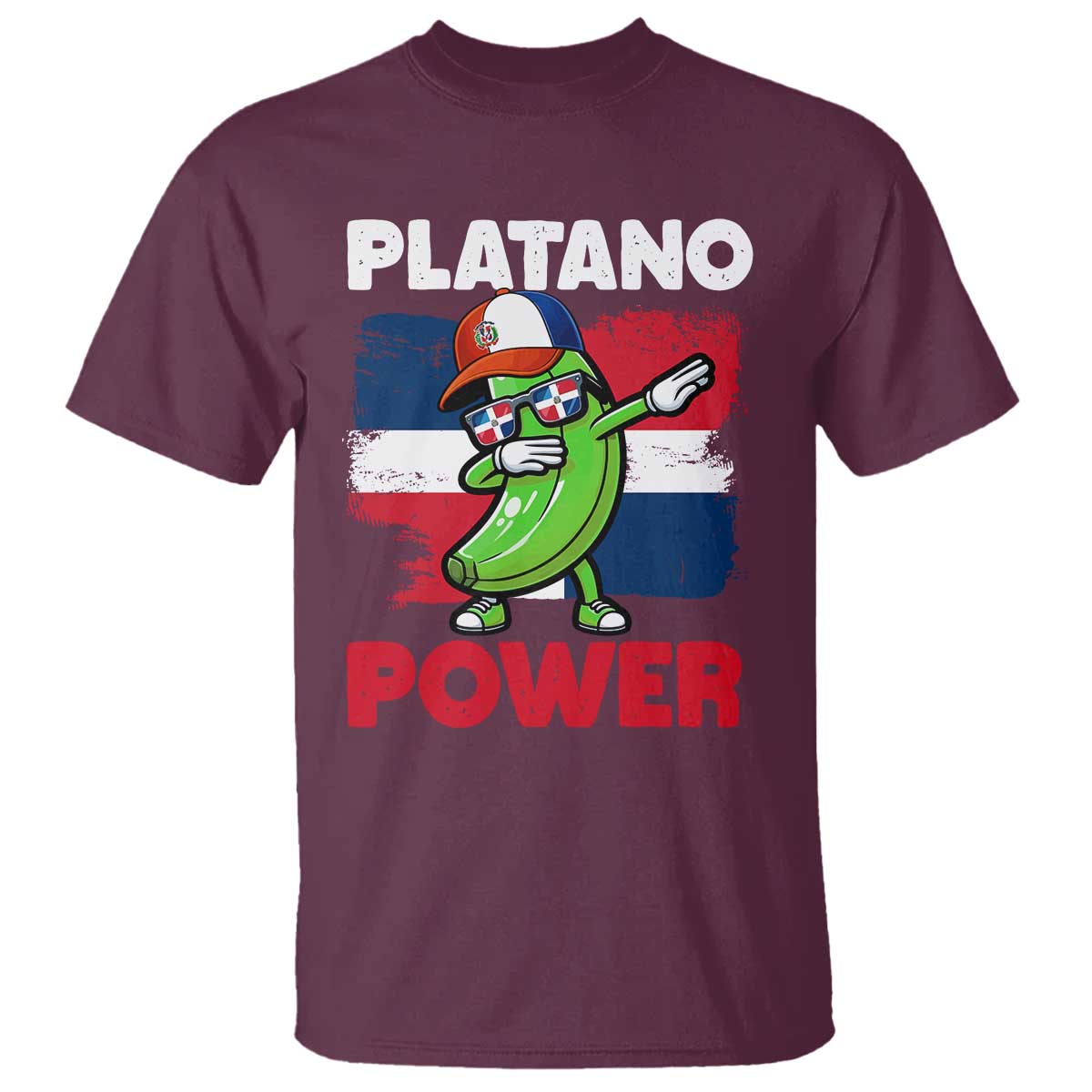 Platano Power T Shirt Funny Dominican Republic Flag Baseball TS11 Maroon Print Your Wear
