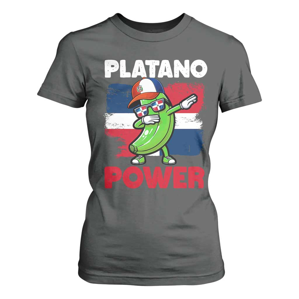 Platano Power T Shirt For Women Funny Dominican Republic Flag Baseball TS11 Dark Heather Print Your Wear