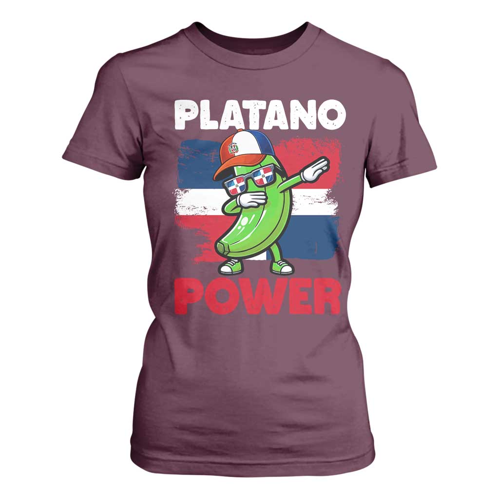 Platano Power T Shirt For Women Funny Dominican Republic Flag Baseball TS11 Maroon Print Your Wear