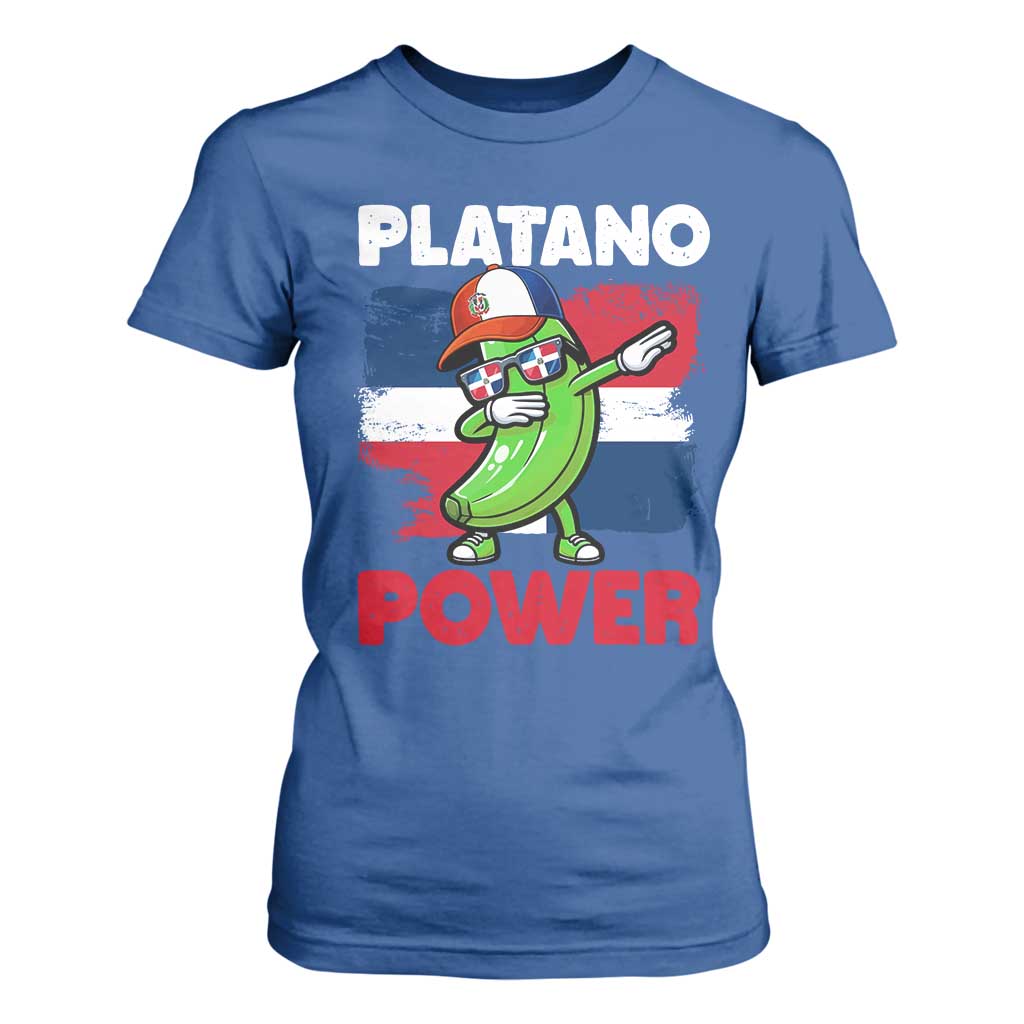 Platano Power T Shirt For Women Funny Dominican Republic Flag Baseball TS11 Royal Blue Print Your Wear