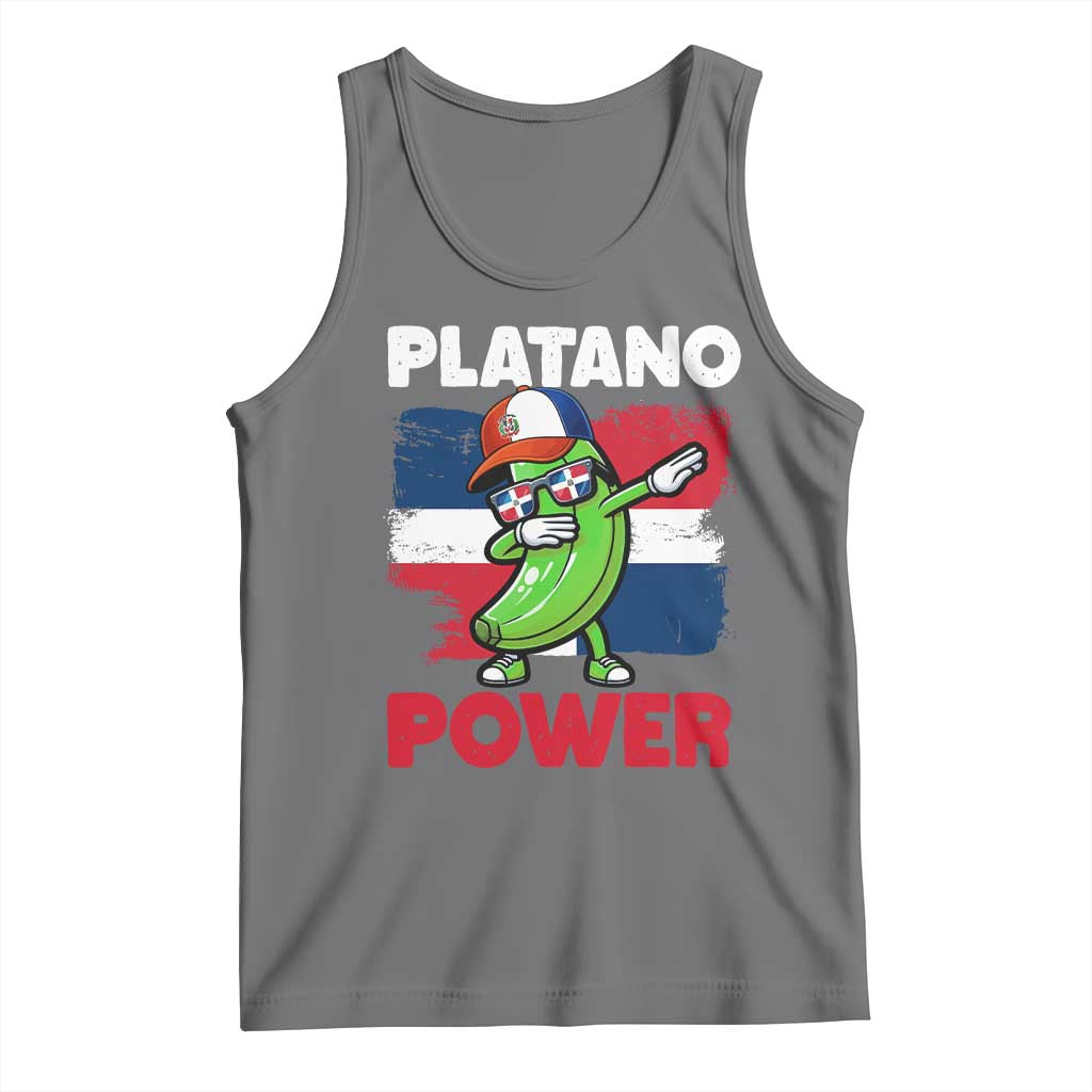 Platano Power Tank Top Funny Dominican Republic Flag Baseball TS11 Black Heather Print Your Wear