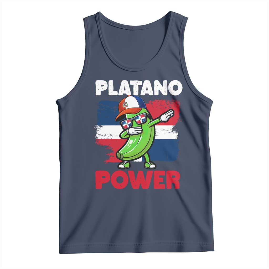 Platano Power Tank Top Funny Dominican Republic Flag Baseball TS11 Navy Print Your Wear