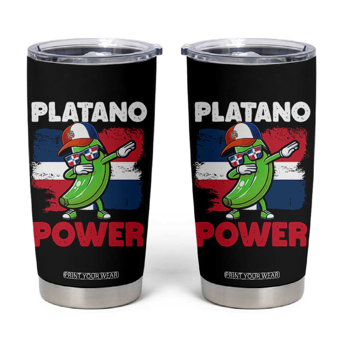 Platano Power Tumbler Cup Funny Dominican Republic Flag Baseball TS11 Black Print Your Wear