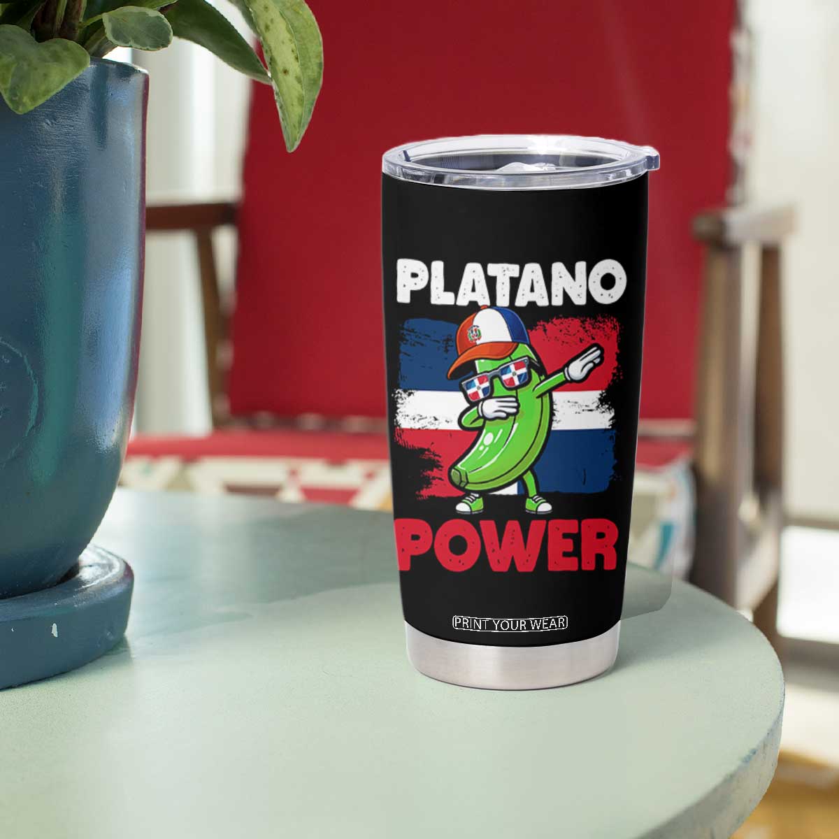 Platano Power Tumbler Cup Funny Dominican Republic Flag Baseball TS11 Print Your Wear