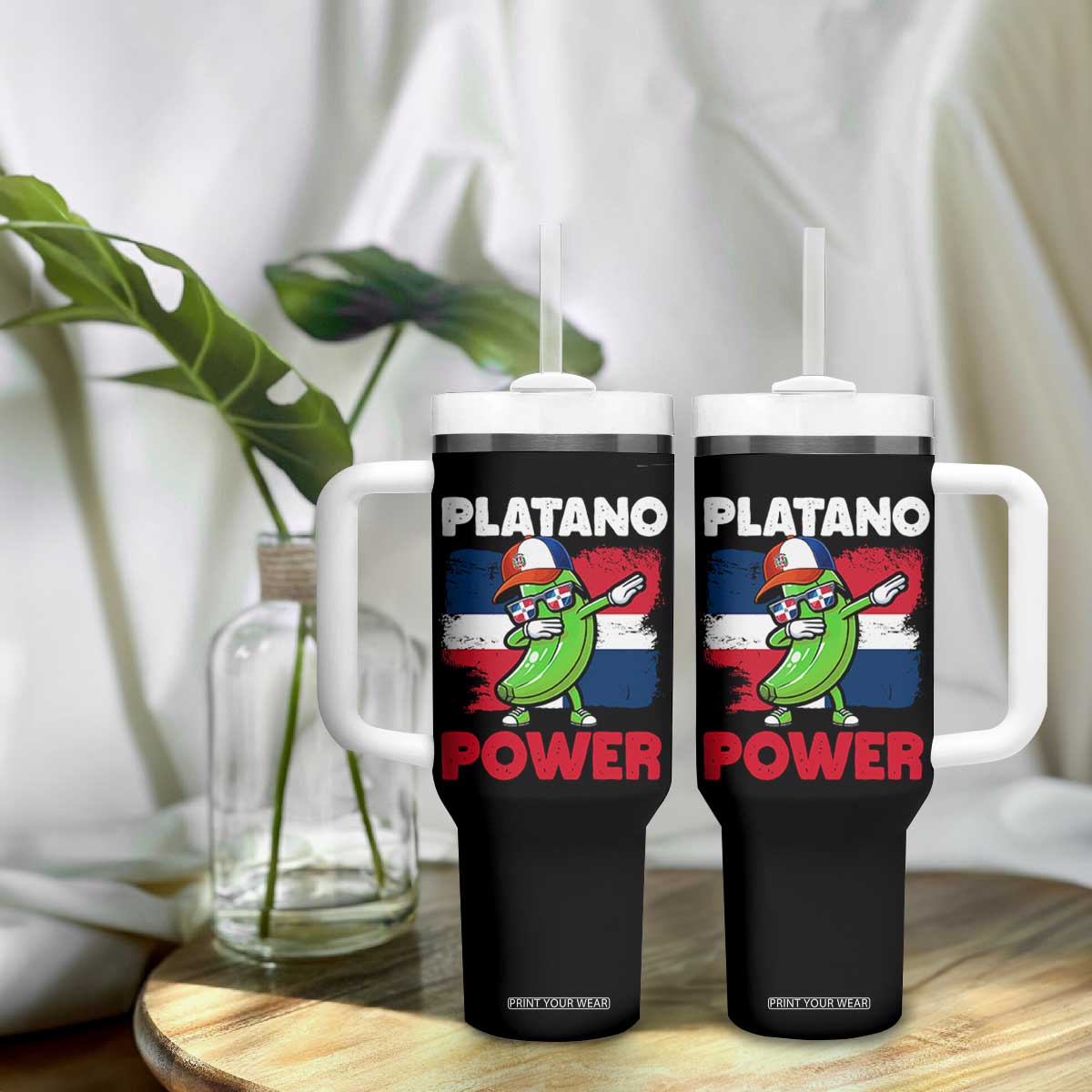 Platano Power Tumbler With Handle Funny Dominican Republic Flag Baseball TS11 Print Your Wear