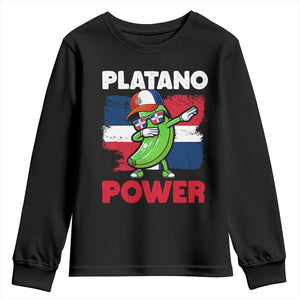 Platano Power Youth Sweatshirt Funny Dominican Republic Flag Baseball TS11 Black Print Your Wear