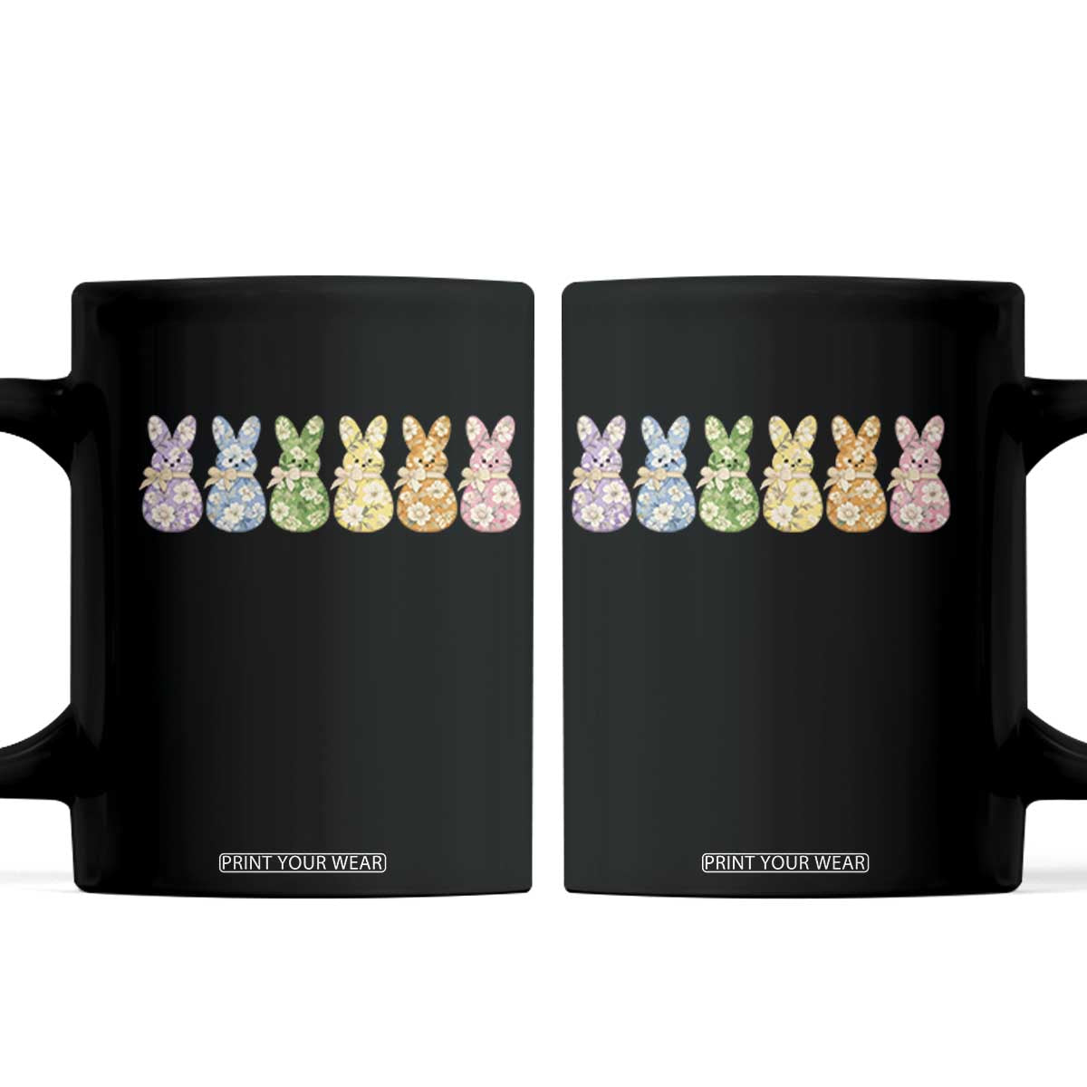 Easter Day Vintage Colorful Floral Sugary Bunnies Coffee Mug TS11 Black Print Your Wear