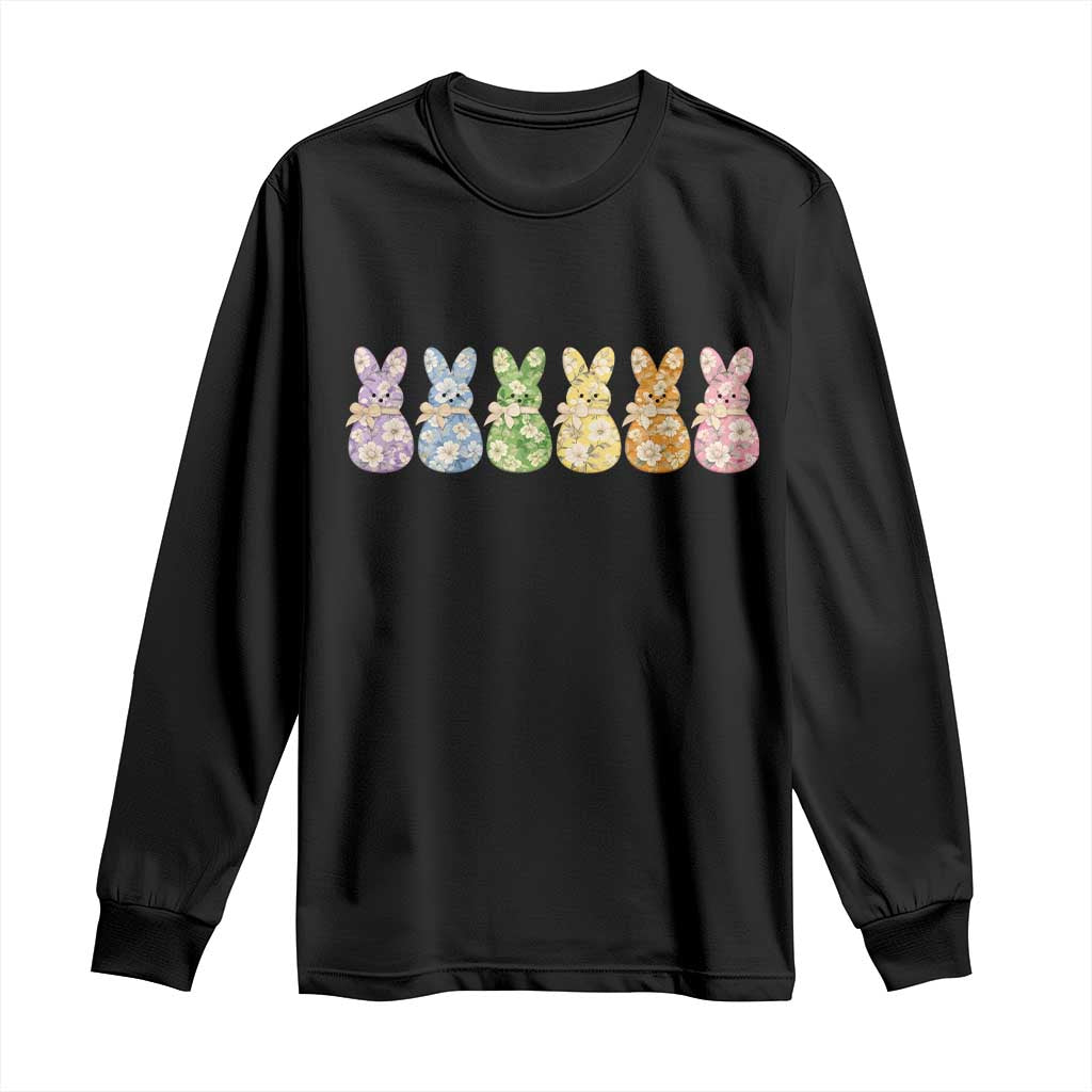 Easter Day Vintage Colorful Floral Sugary Bunnies Long Sleeve Shirt TS11 Black Print Your Wear