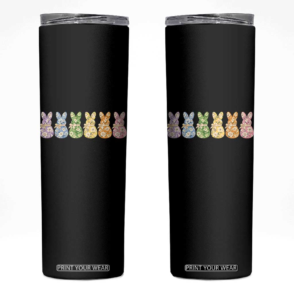 Easter Day Vintage Colorful Floral Sugary Bunnies Skinny Tumbler TS11 Black Print Your Wear