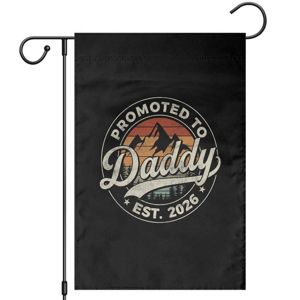Promoted To Daddy Est 2026 Garden Flag Soon to Be Dad Retro Baby Announcement TS11 Black Print Your Wear