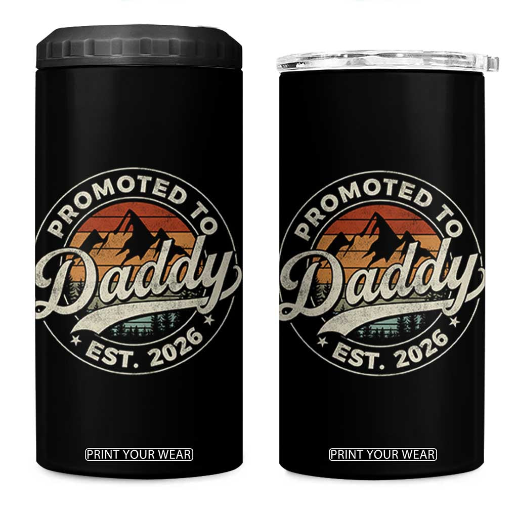 Promoted To Daddy Est 2026 4 in 1 Can Cooler Tumbler Soon to Be Dad Retro Baby Announcement TS11 One Size: 16 oz Black Print Your Wear