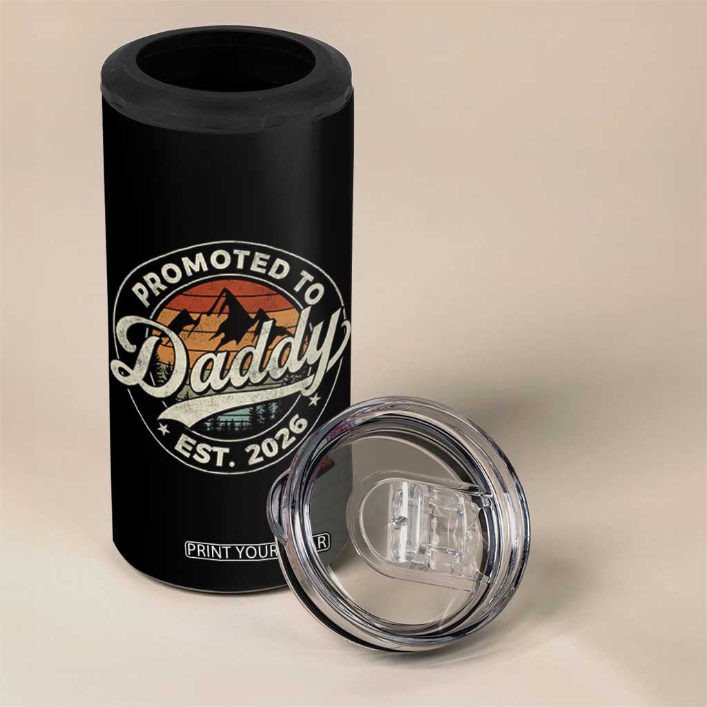 Promoted To Daddy Est 2026 4 in 1 Can Cooler Tumbler Soon to Be Dad Retro Baby Announcement TS11 Print Your Wear