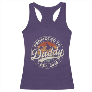 Promoted To Daddy Est 2026 Racerback Tank Top Soon to Be Dad Retro Baby Announcement TS11 Purple Print Your Wear
