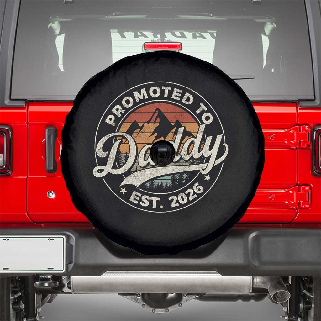 Promoted To Daddy Est 2026 Spare Tire Cover Soon to Be Dad Retro Baby Announcement TS11 Black Print Your Wear