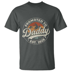 Promoted To Daddy Est 2026 T Shirt - Soon to Be Dad - Retro Baby Announcement TS11 Dark Heather Print Your Wear