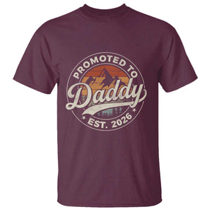 Promoted To Daddy Est 2026 T Shirt - Soon to Be Dad - Retro Baby Announcement TS11 Maroon Print Your Wear