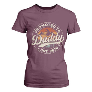 Promoted To Daddy Est 2026 T Shirt For Women Soon to Be Dad Retro Baby Announcement TS11 Maroon Print Your Wear
