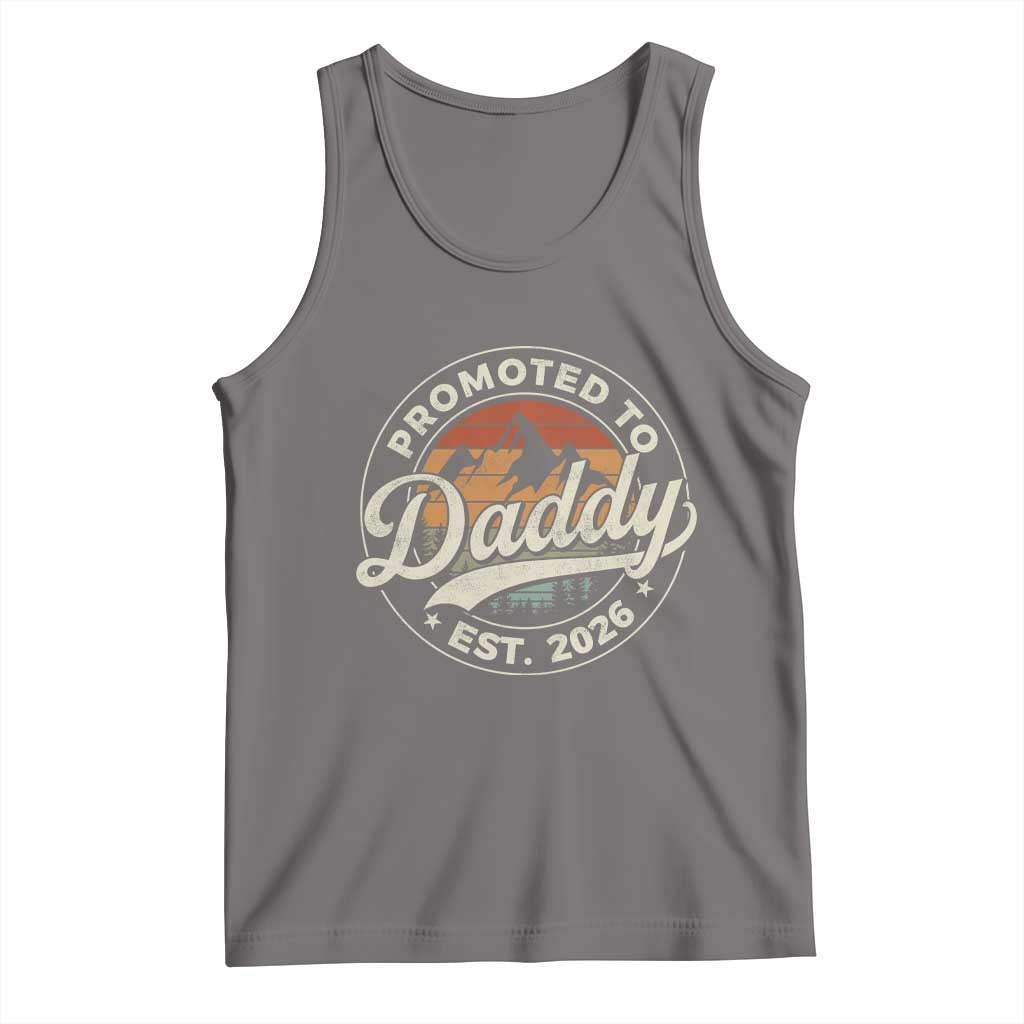 Promoted To Daddy Est 2026 Tank Top Soon to Be Dad Retro Baby Announcement TS11 Deep Heather Print Your Wear