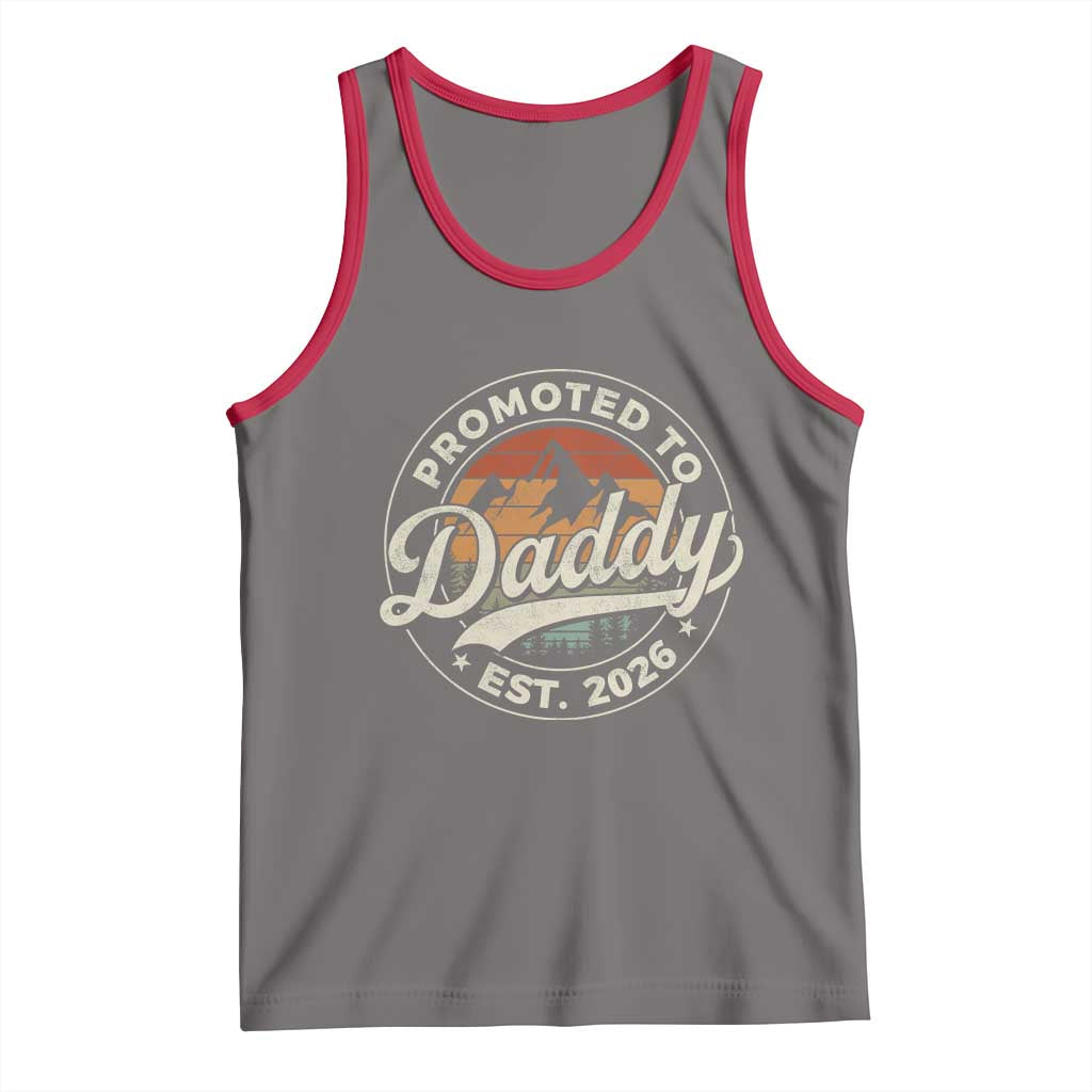 Promoted To Daddy Est 2026 Tank Top Soon to Be Dad Retro Baby Announcement TS11 Deep Heather Red Print Your Wear