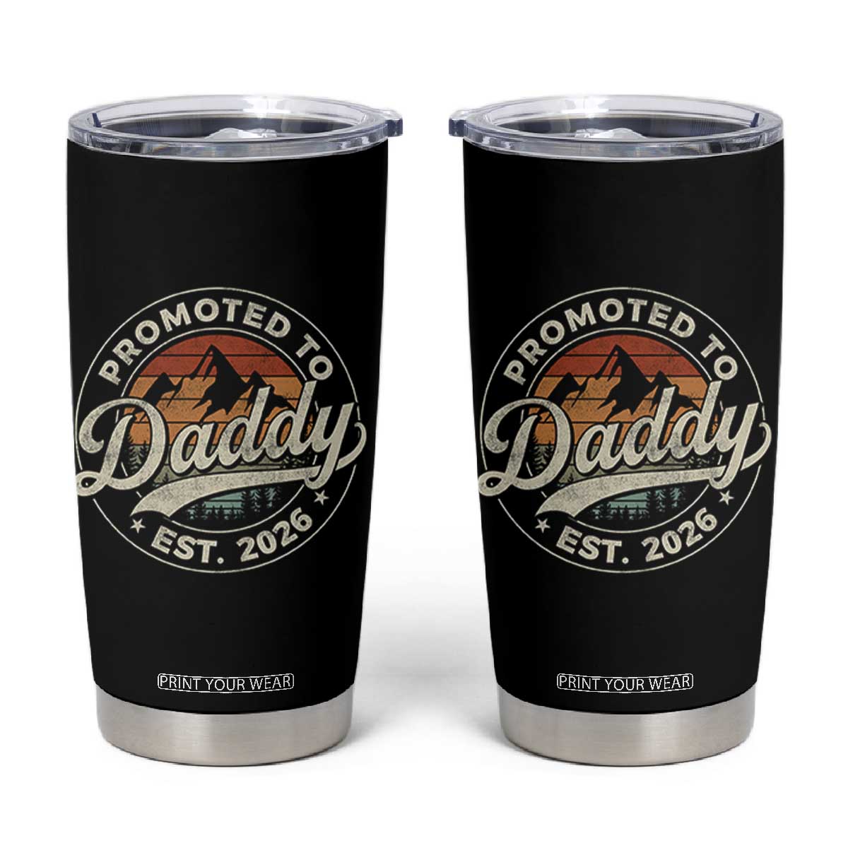 Promoted To Daddy Est 2026 Tumbler Cup Soon to Be Dad Retro Baby Announcement TS11 Black Print Your Wear