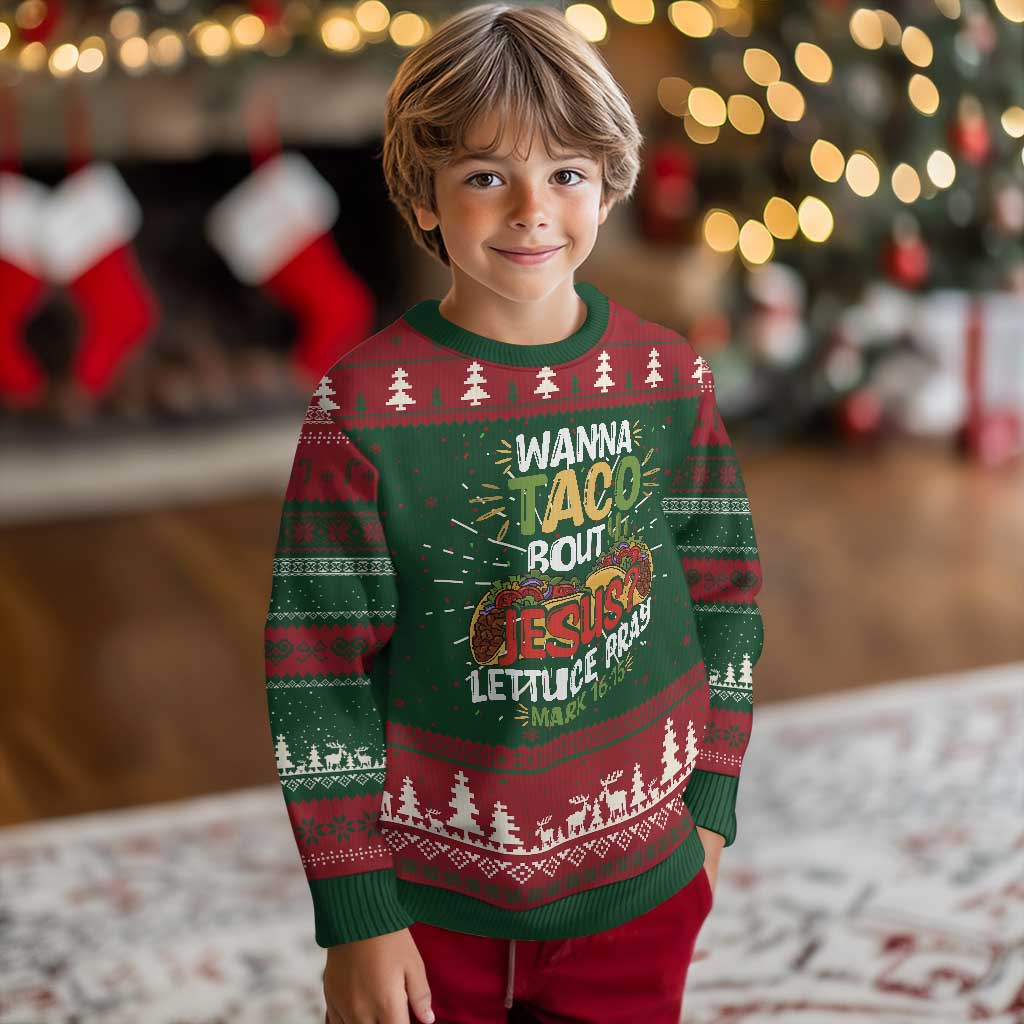Funny Wanna Taco Bout Jesus Lettuce Pray Knit Sweatshirt Cinco de Mayo Christian Bible Verse TS11 Christmas Print Your Wear