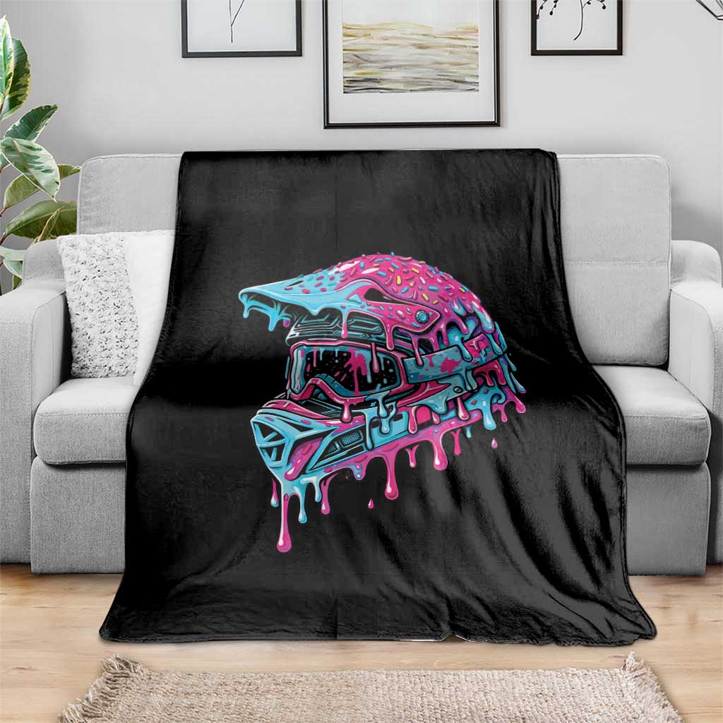 Motocross Helmet Drip Ice Cream Melt Graphic Dirt Bike Racing Throw Blanket TS11 Print Your Wear