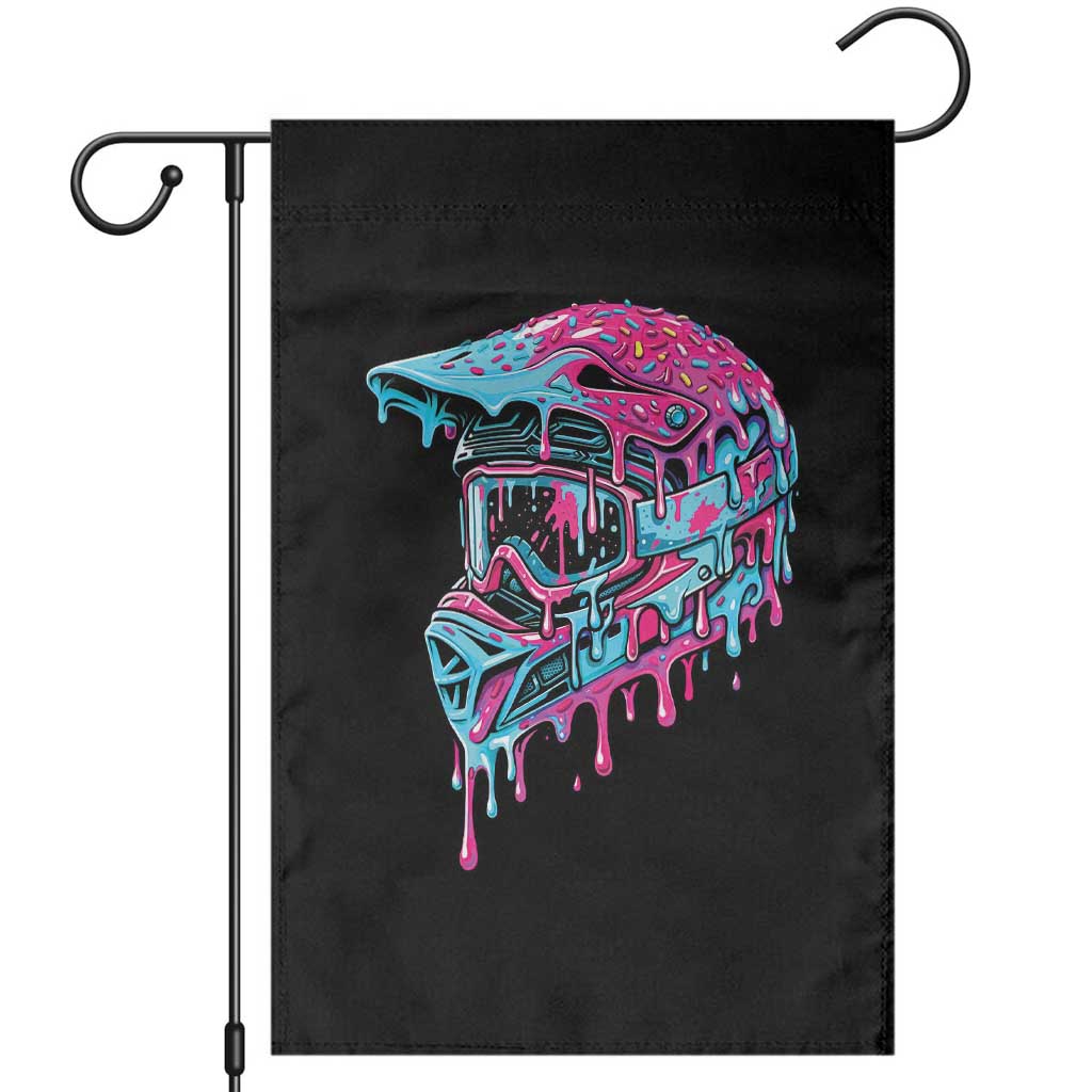 Motocross Helmet Drip Ice Cream Melt Graphic Dirt Bike Racing Garden Flag TS11 Black Print Your Wear