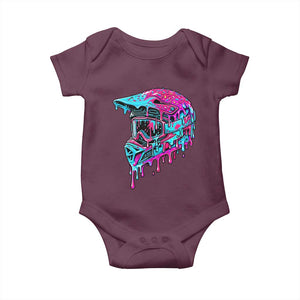 Motocross Helmet Drip Ice Cream Melt Graphic Dirt Bike Racing Baby Onesie TS11 Maroon Print Your Wear