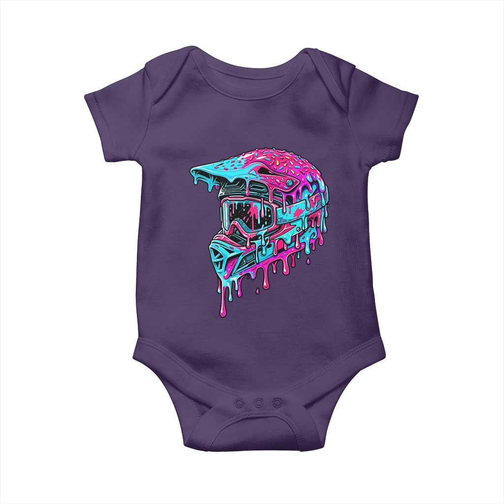 Motocross Helmet Drip Ice Cream Melt Graphic Dirt Bike Racing Baby Onesie TS11 Purple Print Your Wear