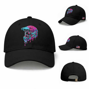 Motocross Helmet Drip Ice Cream Melt Graphic Dirt Bike Racing Baseball Cap TS11 Baseball Cap Universal Fit Black Print Your Wear