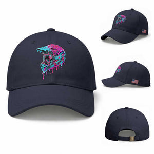 Motocross Helmet Drip Ice Cream Melt Graphic Dirt Bike Racing Baseball Cap TS11 Baseball Cap Universal Fit Navy Print Your Wear