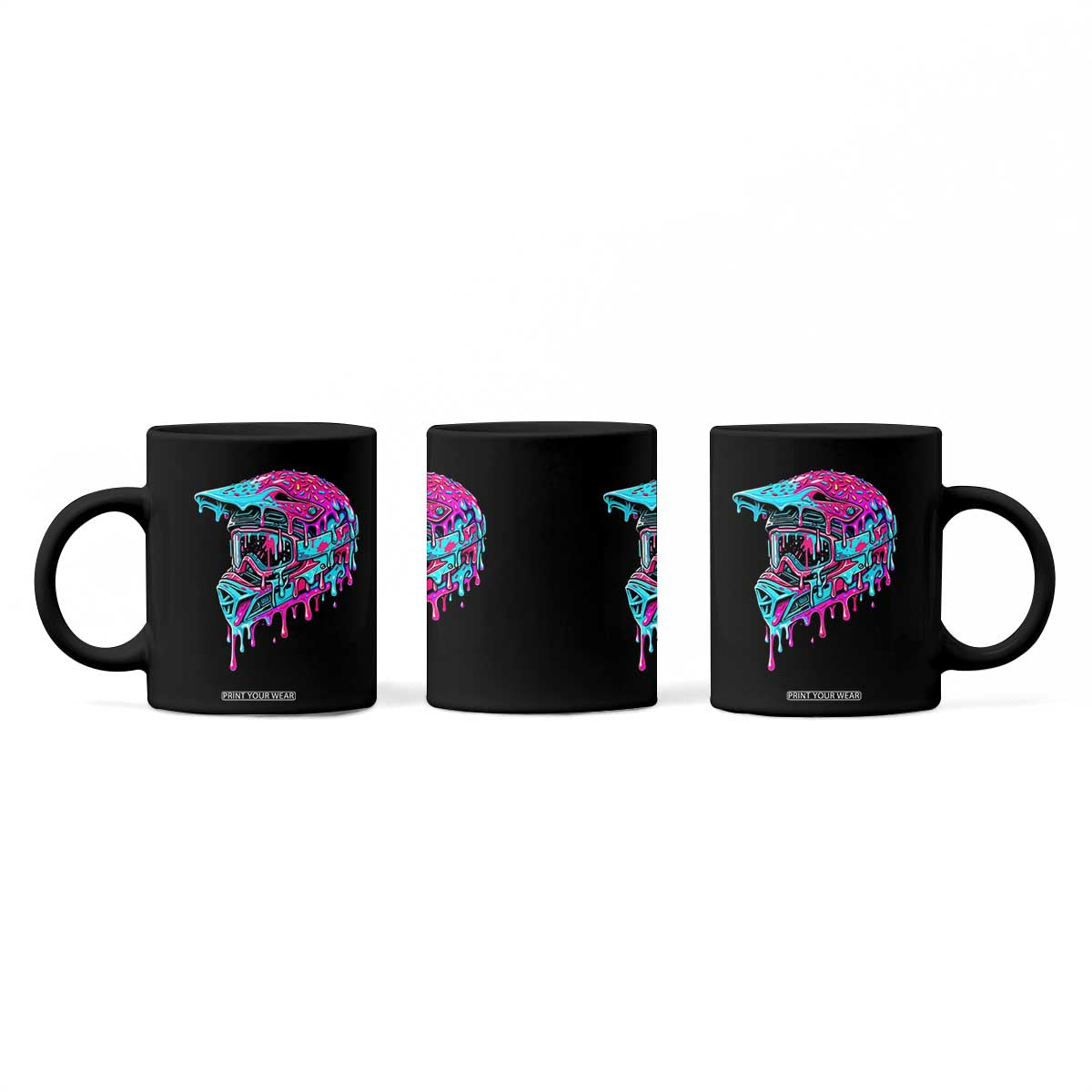 Motocross Helmet Drip Ice Cream Melt Graphic Dirt Bike Racing Coffee Mug TS11 Print Your Wear