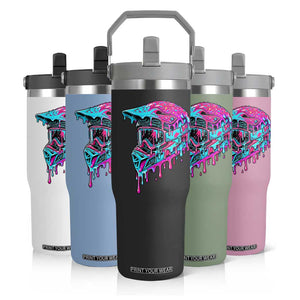 Motocross Helmet Drip Ice Cream Melt Graphic Dirt Bike Racing Flip Straw Tumbler TS11 Print Your Wear