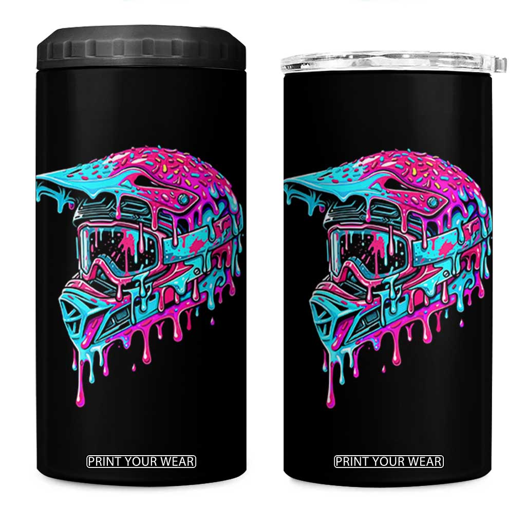 Motocross Helmet Drip Ice Cream Melt Graphic Dirt Bike Racing 4 in 1 Can Cooler Tumbler TS11 One Size: 16 oz Black Print Your Wear