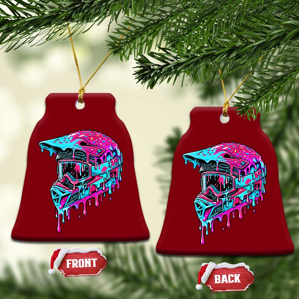 Motocross Helmet Drip Ice Cream Melt Graphic Dirt Bike Racing Ceramic Ornament TS11 Print Your Wear